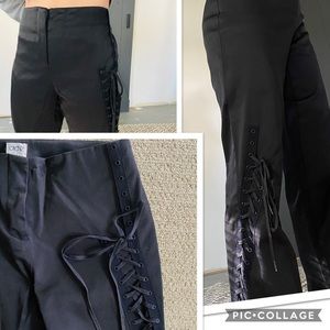 Lace-up detail black pants